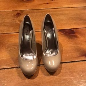Taupe Platform Patten Pumps